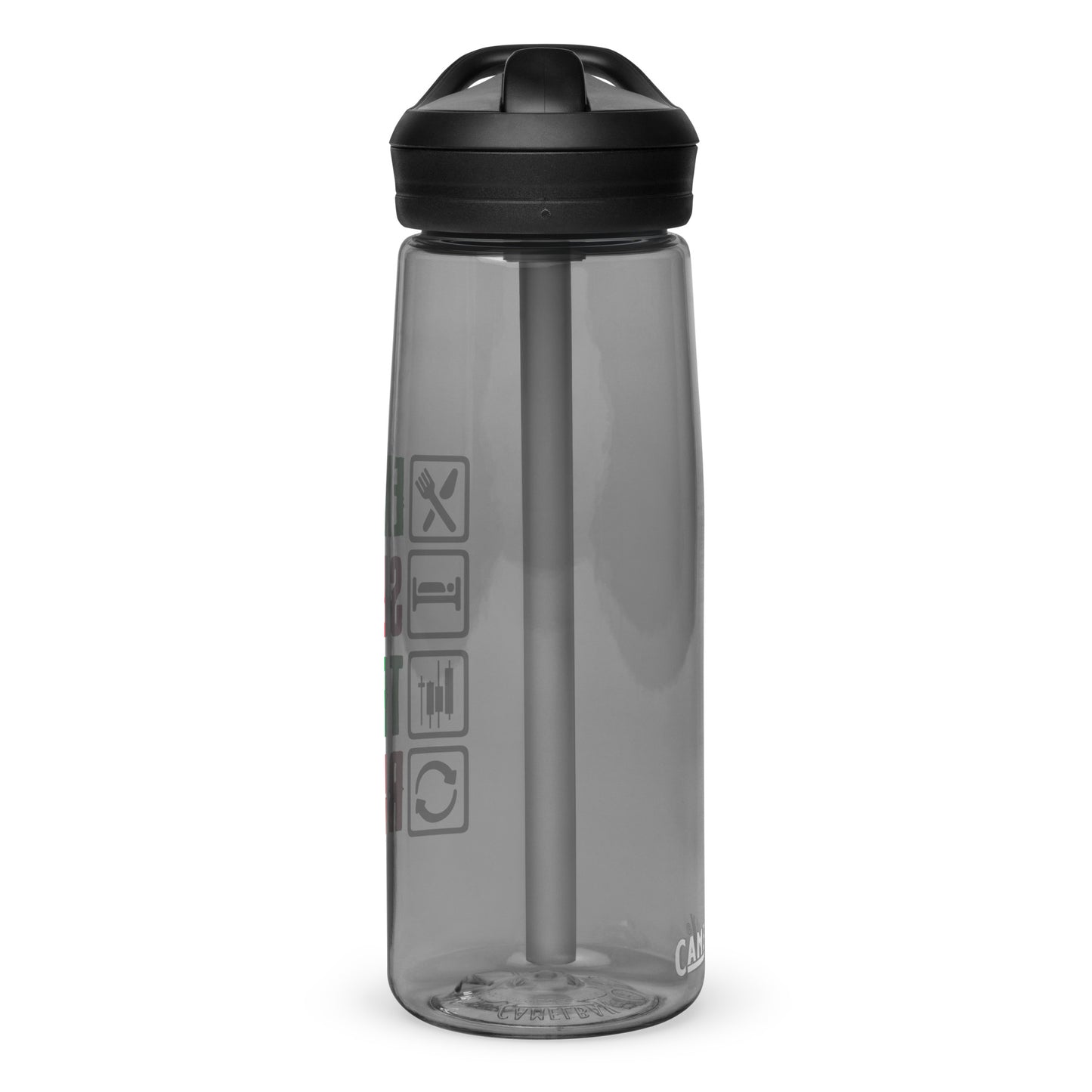 Sports water bottle: "Eat, Sleep, Trade, Repeat"